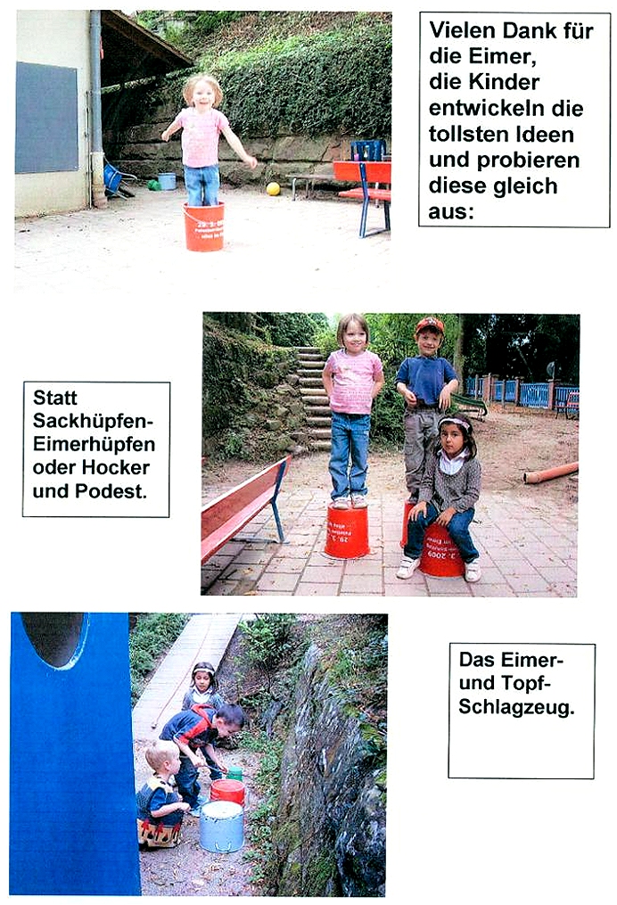 Aktionsteam Gengenbach - Mitteilung und Bilder vom Kindergarten Schwedenstraße - Aktion "Alles im Eimer"