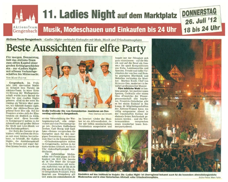 Akltionsteam Gengenbach - Vorbericht OT  - Ladies Night 2012 - 25.07.2012